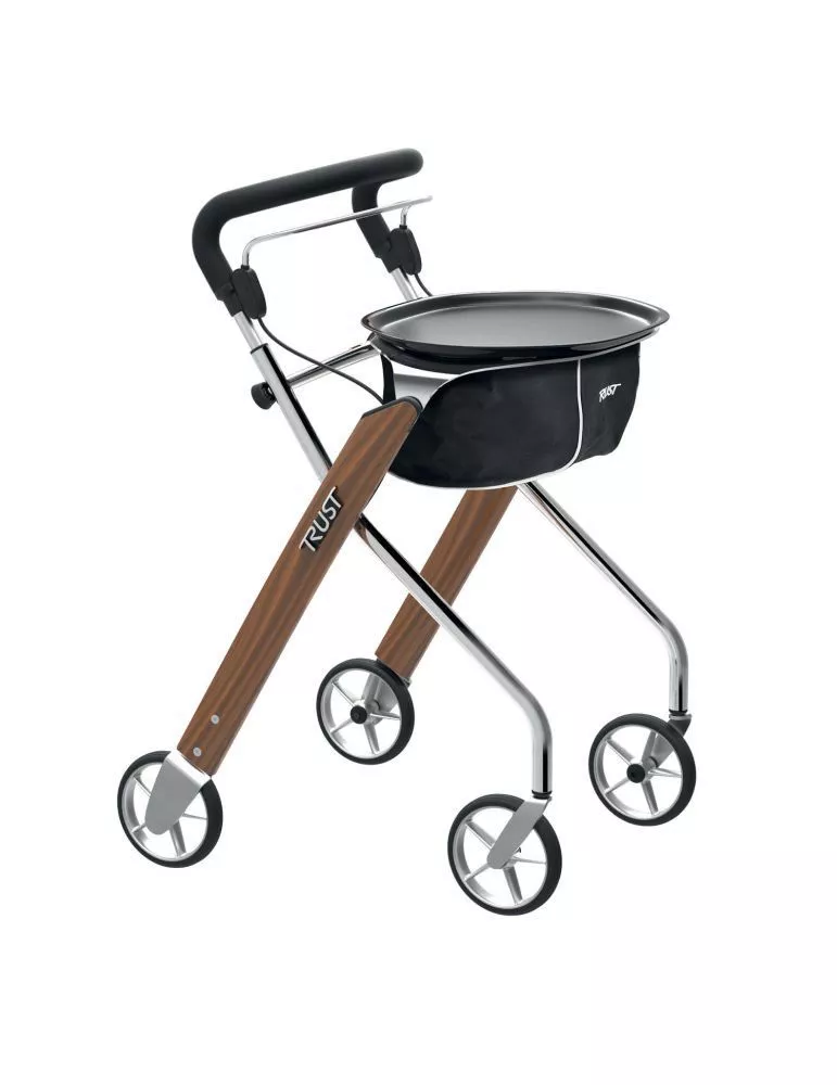 Bild zeigt den Wohnraumrollator Let´s Dream in Holzoptik