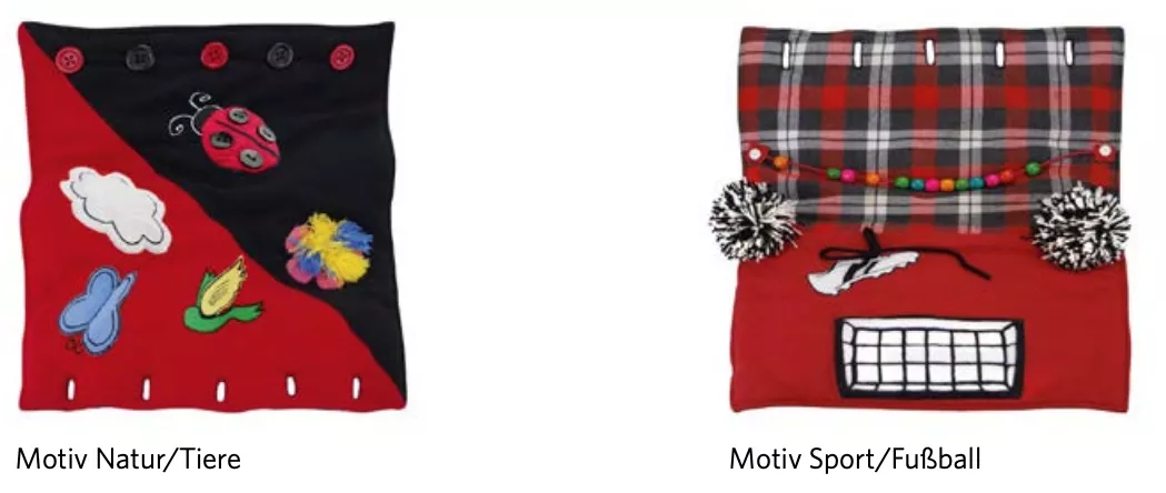 Das Bild zeigt den Demenz-Muff und Nesteldecke Das Bild zeigt den Demenz-Muff und Nesteldecke